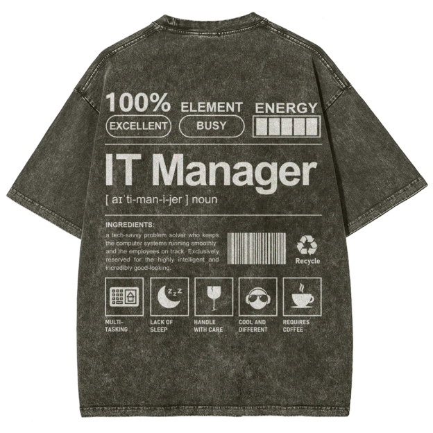 IT Manager Unisex Fit Washed T-Shirt Customscool