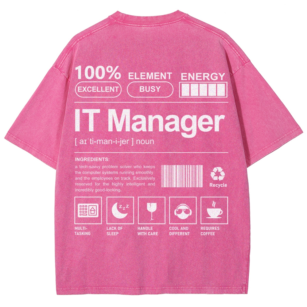 IT Manager Unisex Fit Washed T-Shirt Customscool