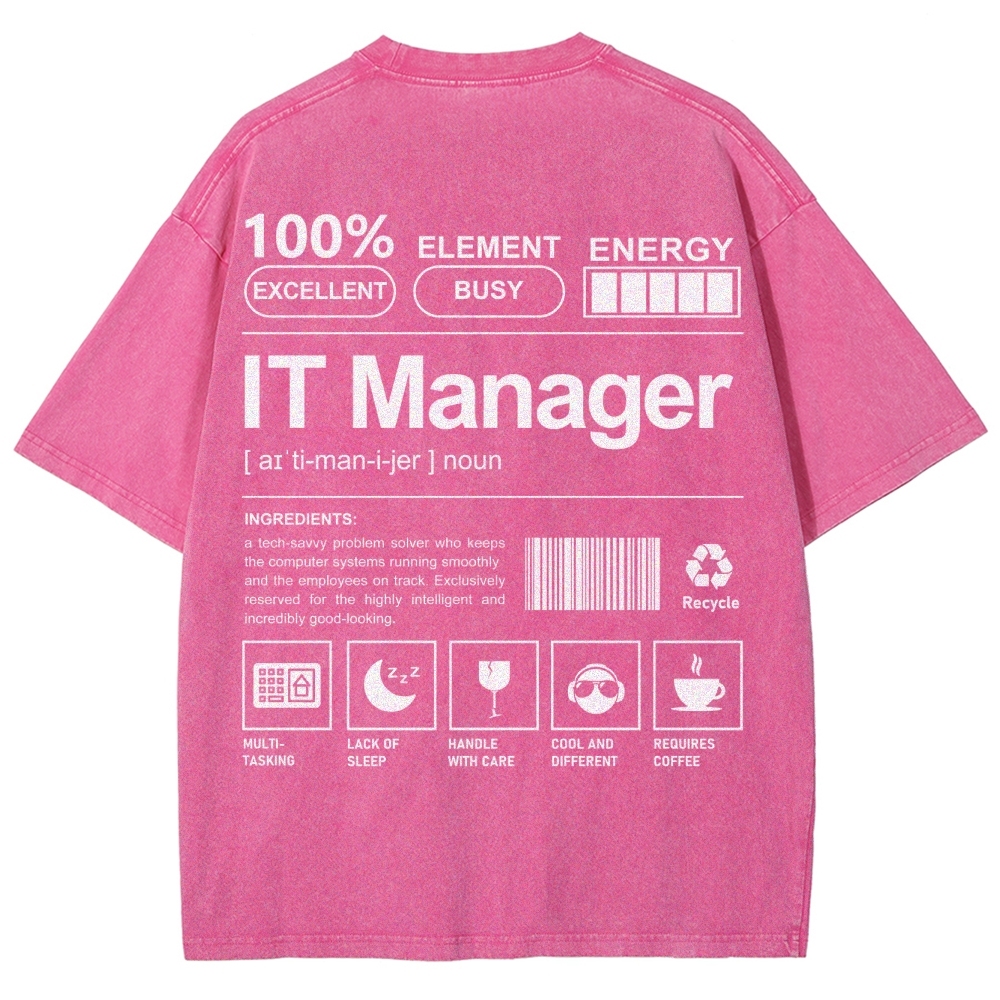 IT Manager Unisex Fit Washed T-Shirt Customscool