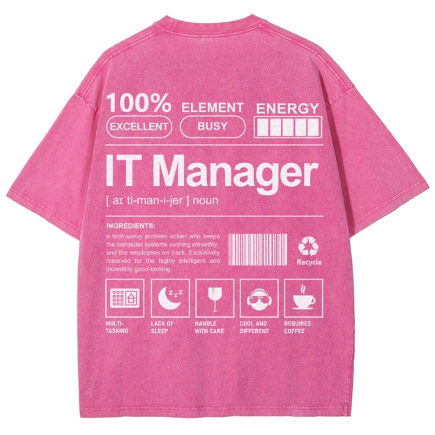 IT Manager Unisex Fit Washed T-Shirt Customscool