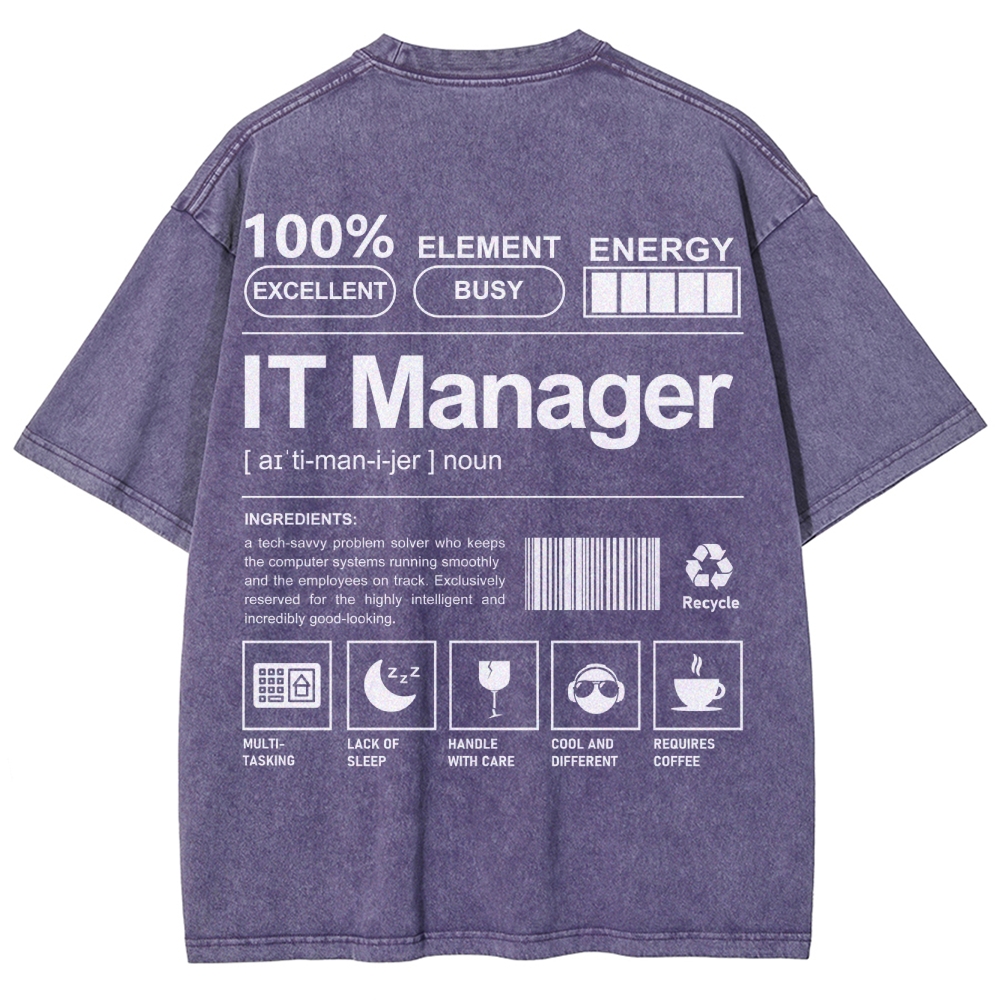 IT Manager Unisex Fit Washed T-Shirt Customscool