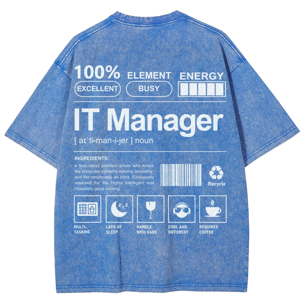 IT Manager Unisex Fit Washed T-Shirt Customscool