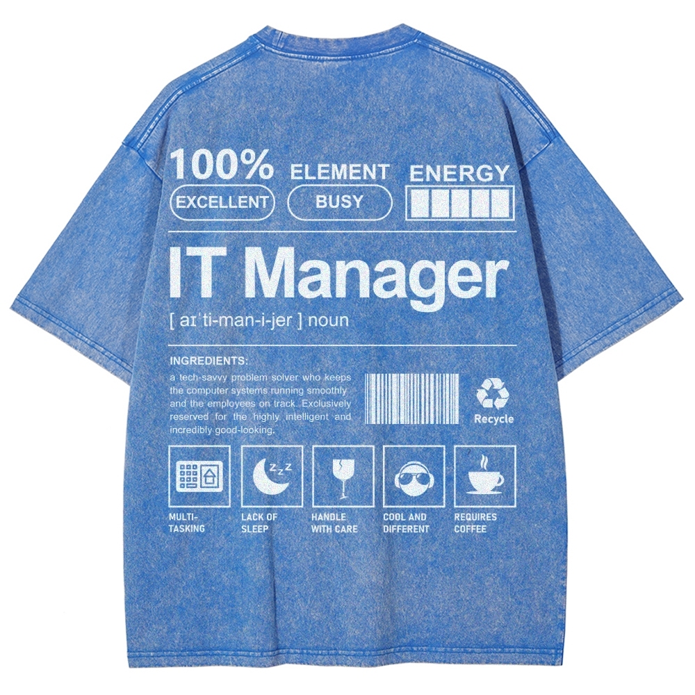 IT Manager Unisex Fit Washed T-Shirt Customscool