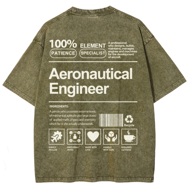 Aeronautical Engineer Unisex Fit Washed T-Shirt Customscool