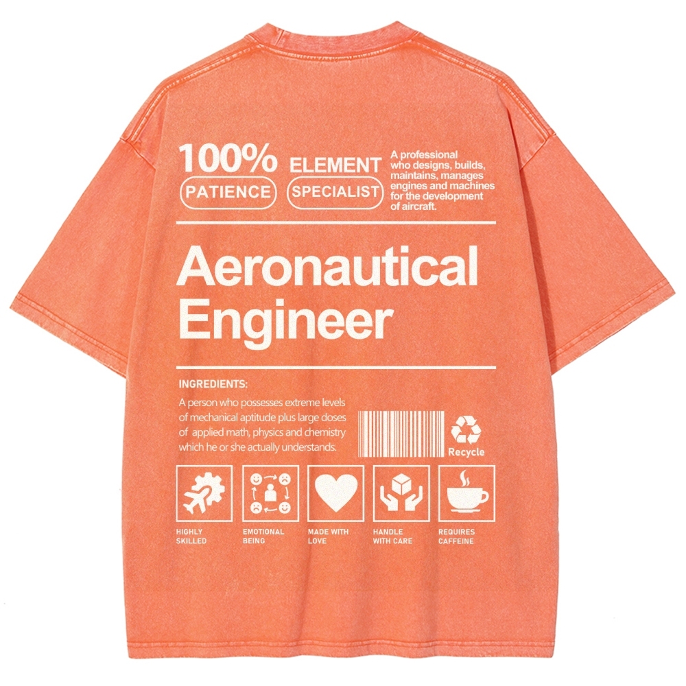 Aeronautical Engineer Unisex Fit Washed T-Shirt Customscool