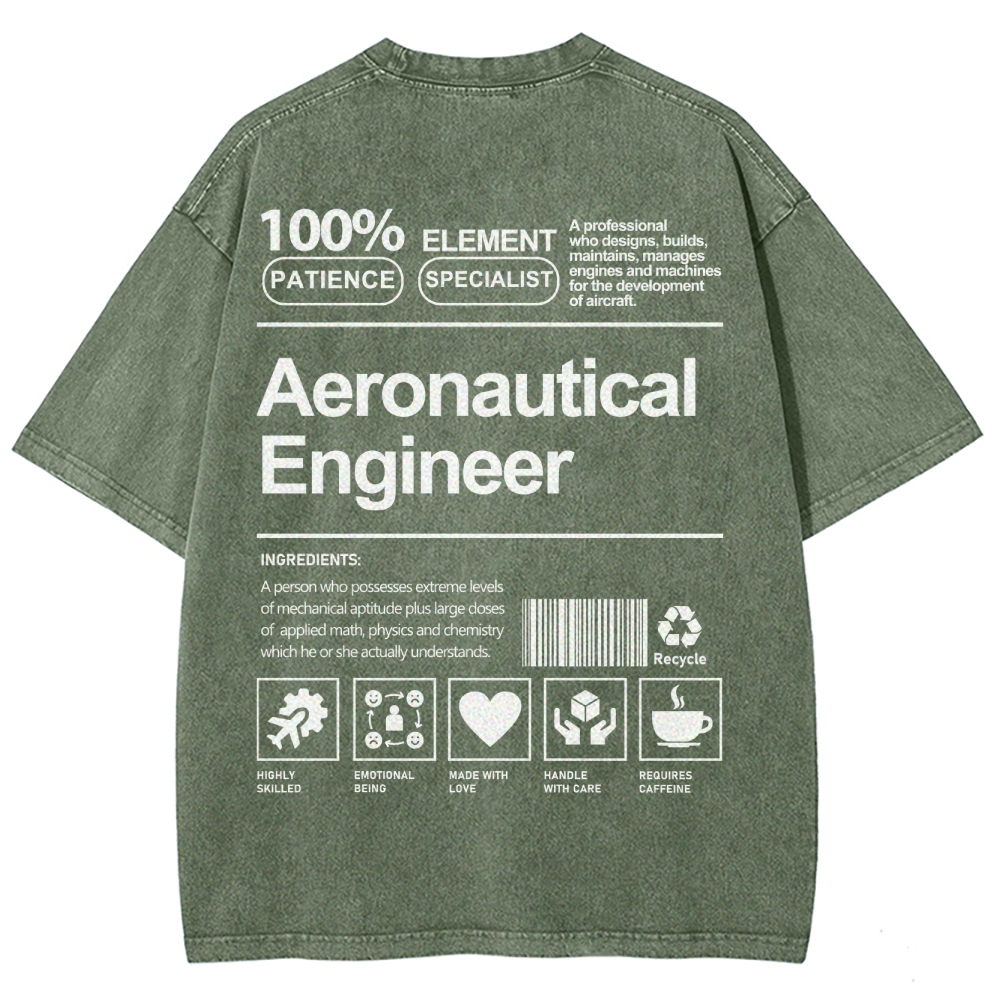 Aeronautical Engineer Unisex Fit Washed T-Shirt Customscool