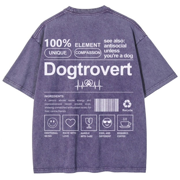 Dogtrovert Unisex Fit Washed T-Shirt