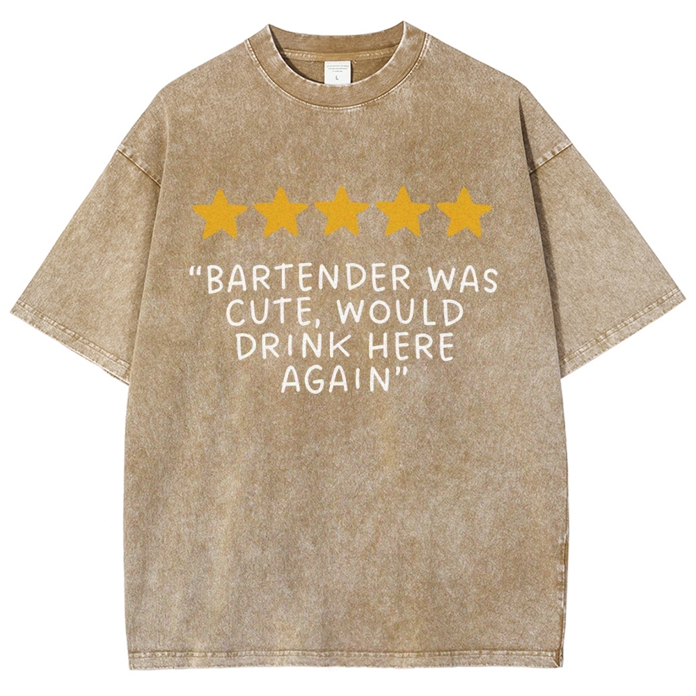 Bartender Reviews Unisex Fit Washed T-Shirt Customscool
