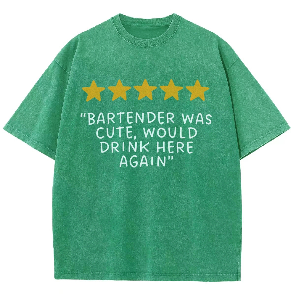 Bartender Reviews Unisex Fit Washed T-Shirt Customscool