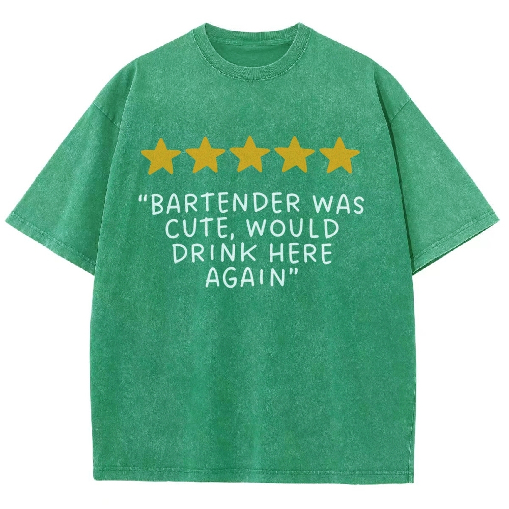 Bartender Reviews Unisex Fit Washed T-Shirt Customscool