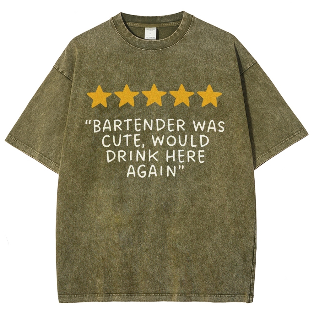 Bartender Reviews Unisex Fit Washed T-Shirt Customscool