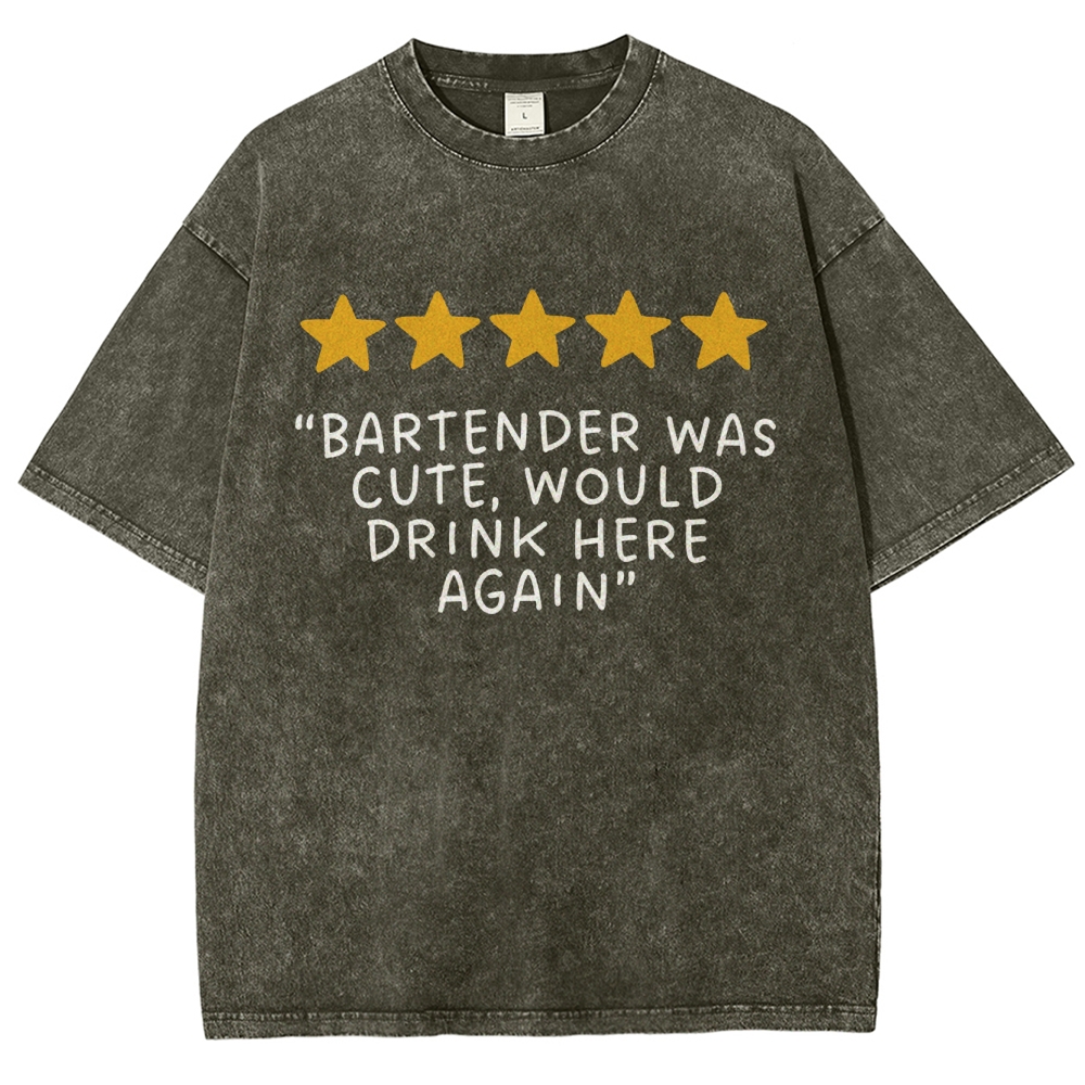 Bartender Reviews Unisex Fit Washed T-Shirt Customscool