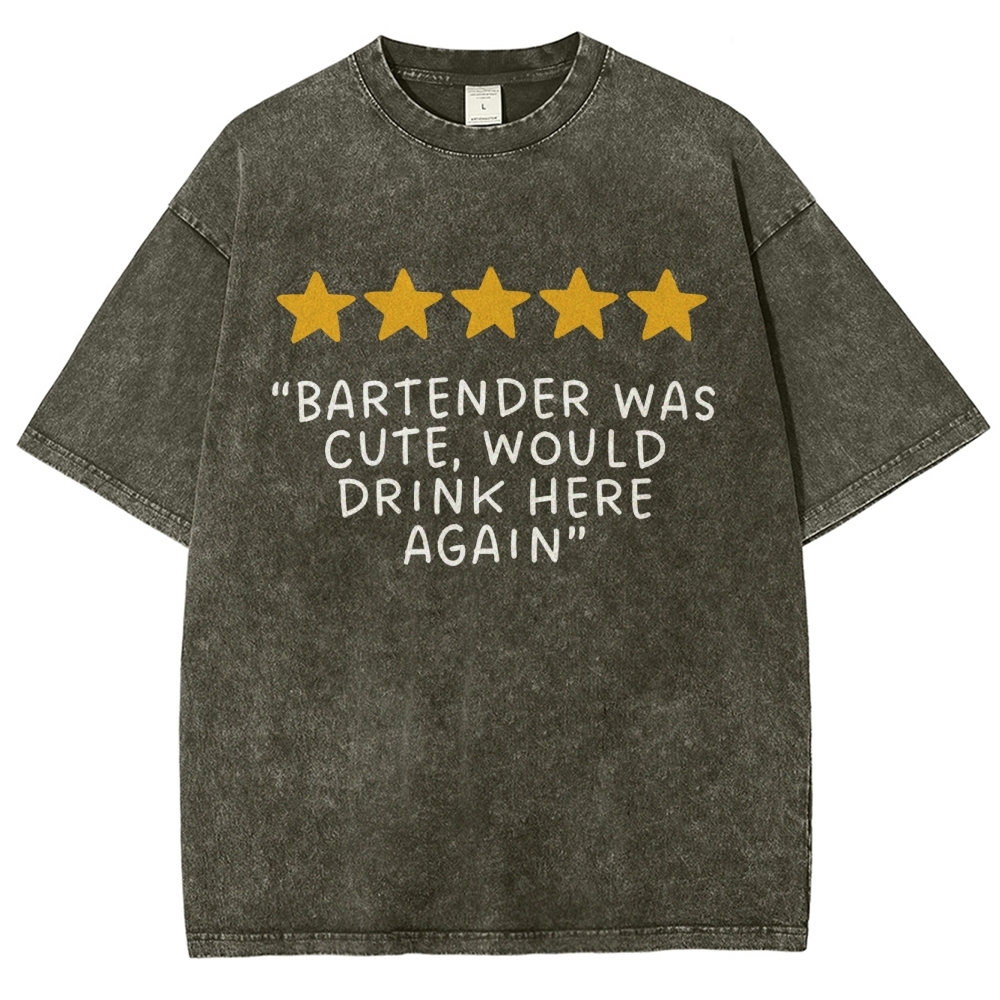Bartender Reviews Unisex Fit Washed T-Shirt Customscool