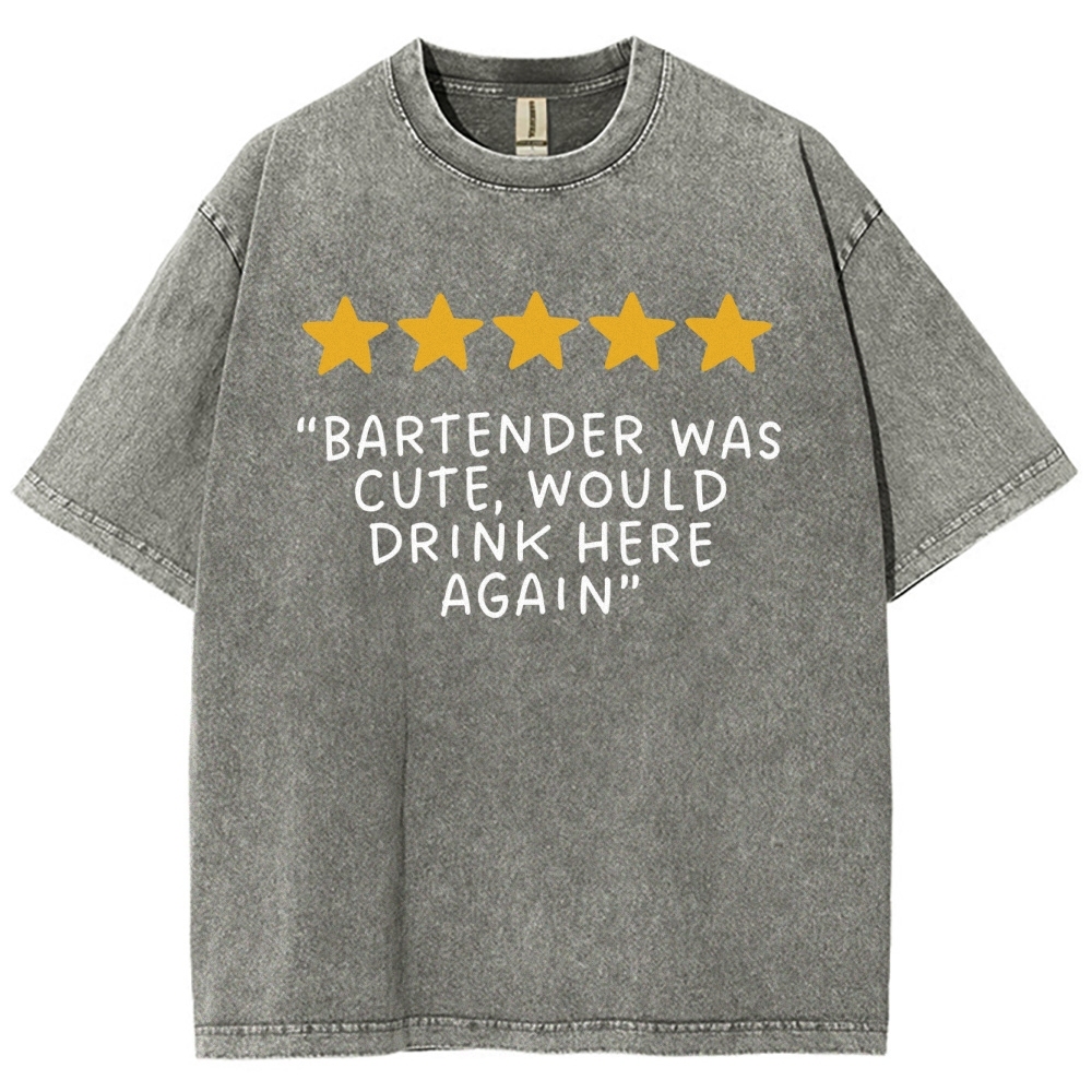 Bartender Reviews Unisex Fit Washed T-Shirt Customscool
