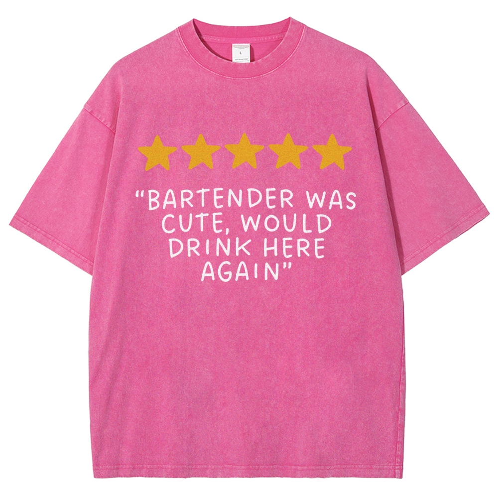 Bartender Reviews Unisex Fit Washed T-Shirt Customscool