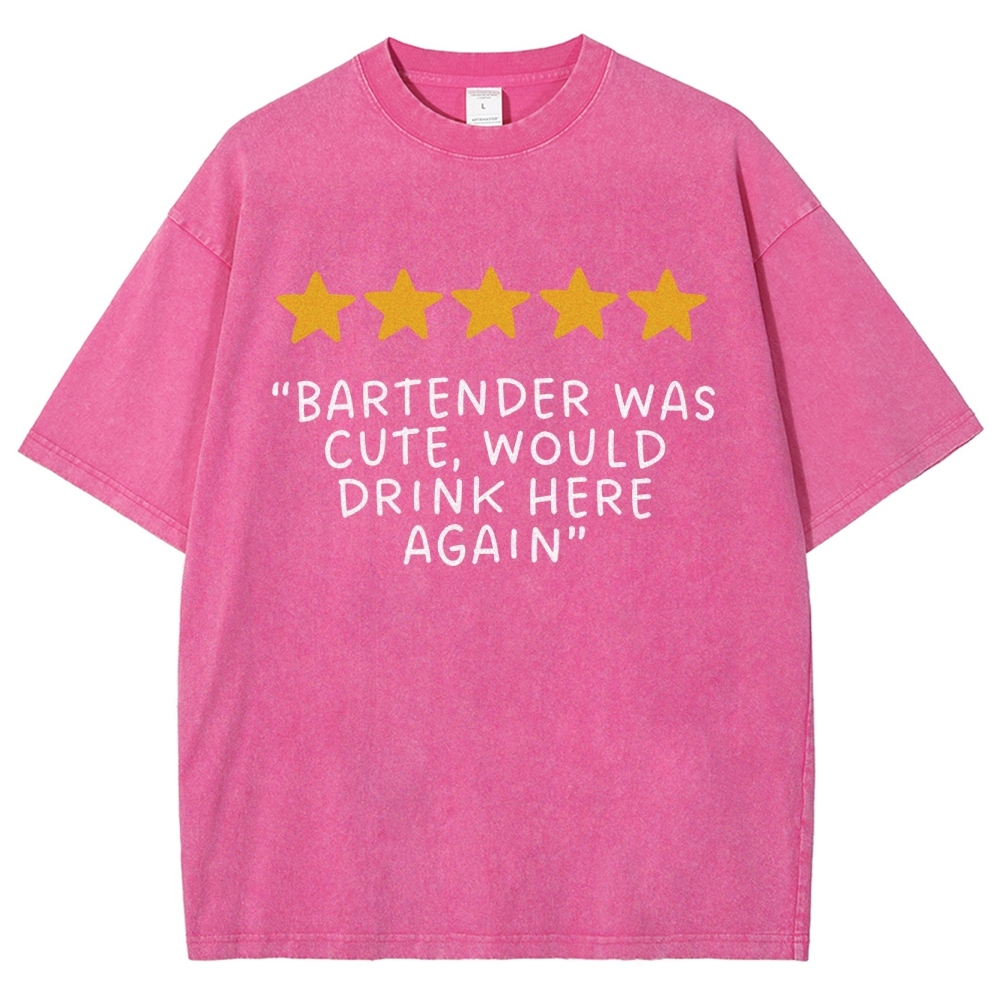 Bartender Reviews Unisex Fit Washed T-Shirt Customscool