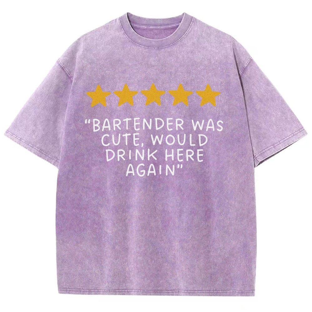 Bartender Reviews Unisex Fit Washed T-Shirt Customscool