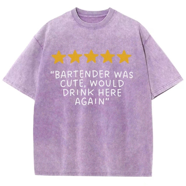 Bartender Reviews Unisex Fit Washed T-Shirt Customscool