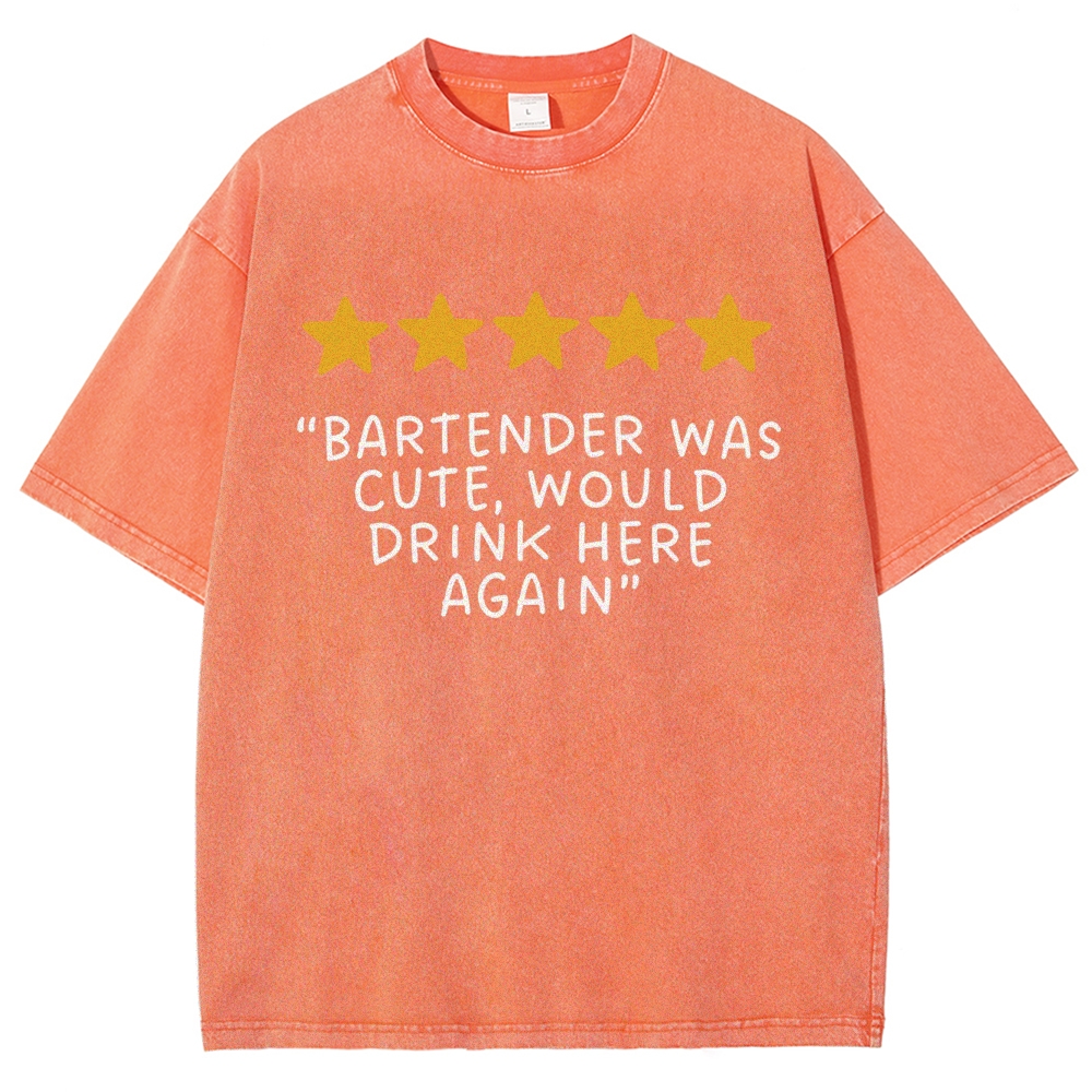 Bartender Reviews Unisex Fit Washed T-Shirt Customscool