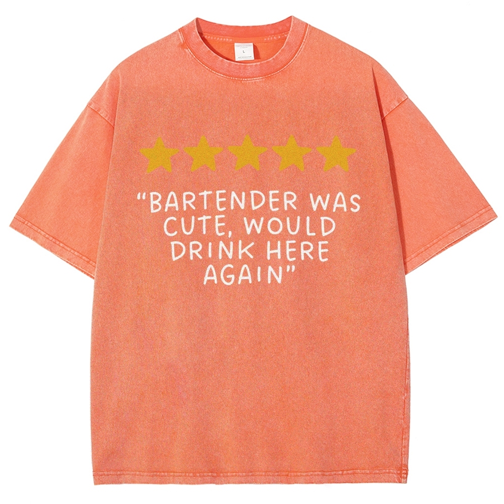 Bartender Reviews Unisex Fit Washed T-Shirt Customscool