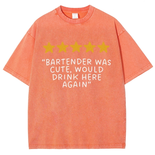 Bartender Reviews Unisex Fit Washed T-Shirt Customscool