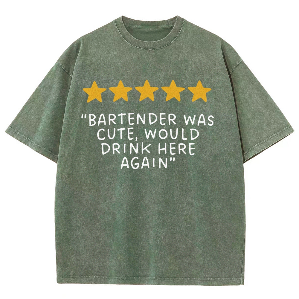 Bartender Reviews Unisex Fit Washed T-Shirt Customscool