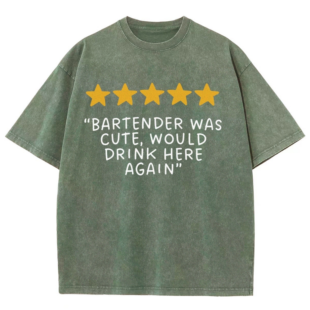 Bartender Reviews Unisex Fit Washed T-Shirt Customscool