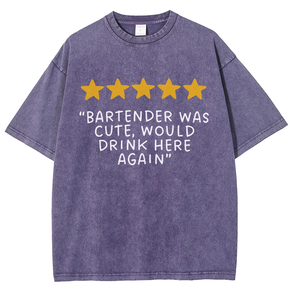Bartender Reviews Unisex Fit Washed T-Shirt Customscool