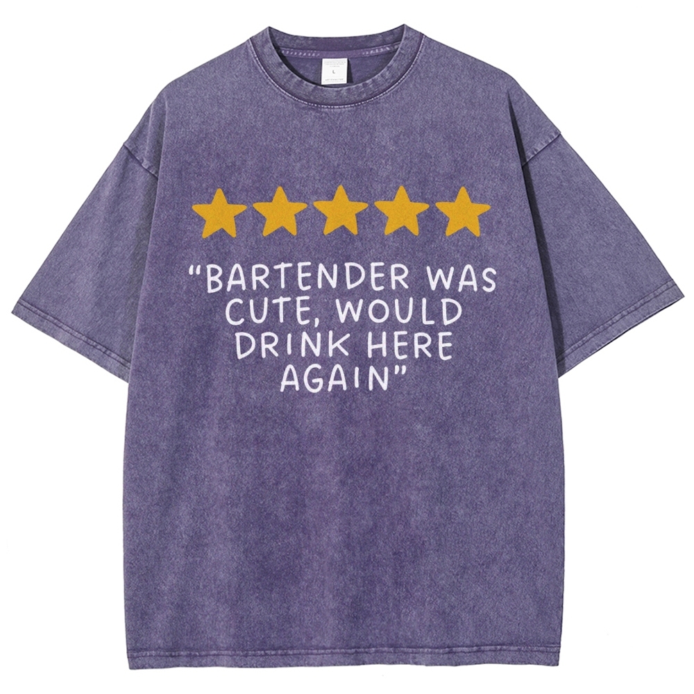 Bartender Reviews Unisex Fit Washed T-Shirt Customscool