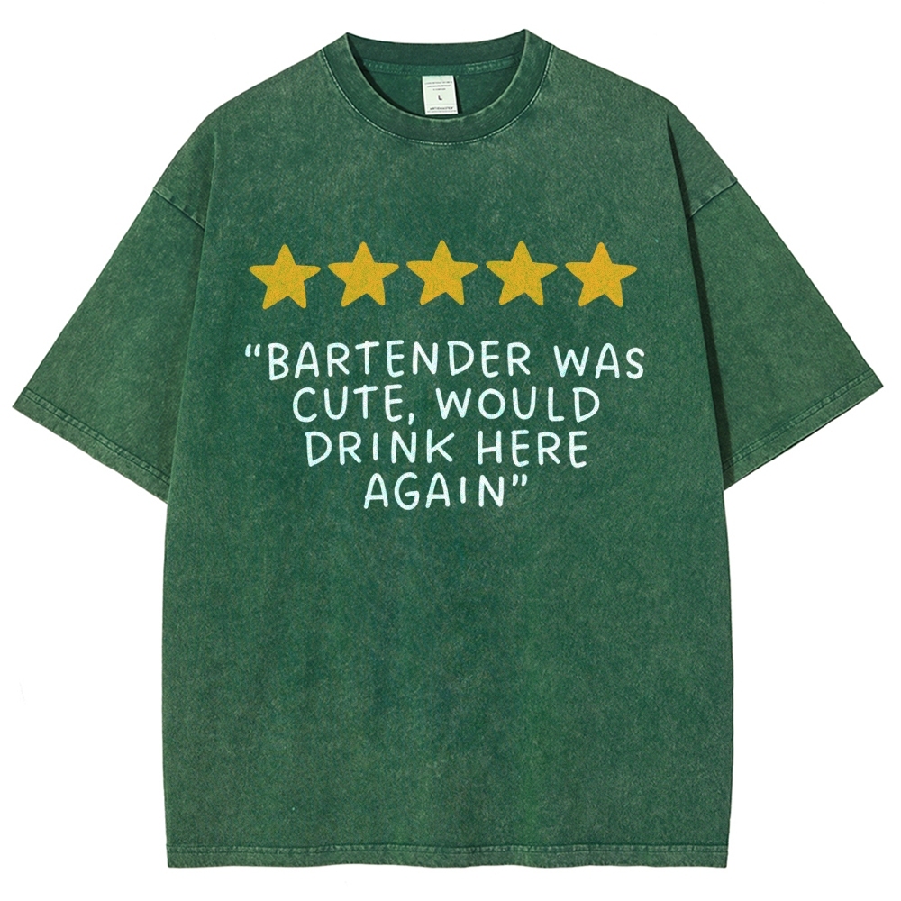 Bartender Reviews Unisex Fit Washed T-Shirt Customscool