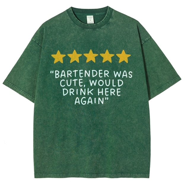 Bartender Reviews Unisex Fit Washed T-Shirt Customscool
