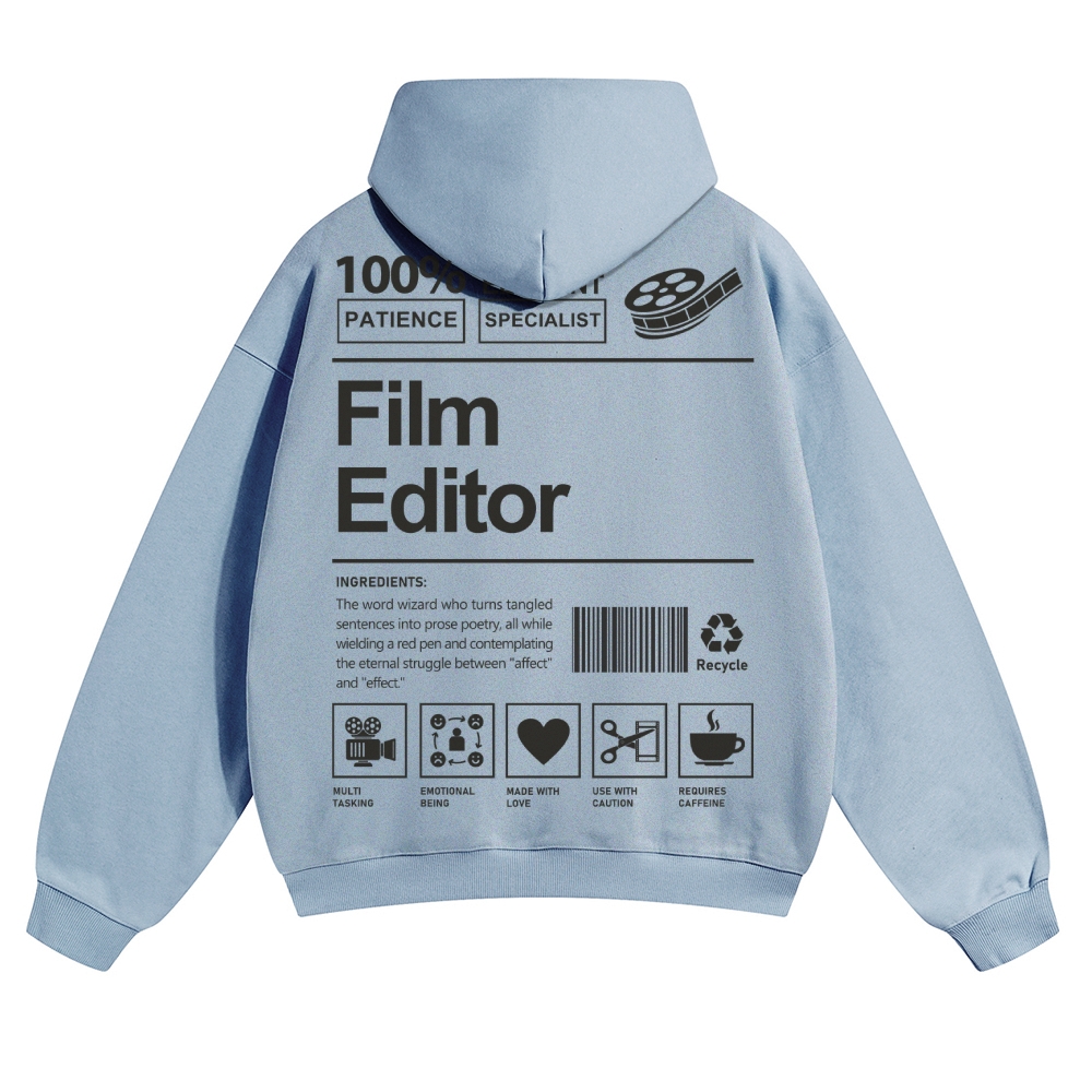 Film Editor Solid Color Hoodie Customscool