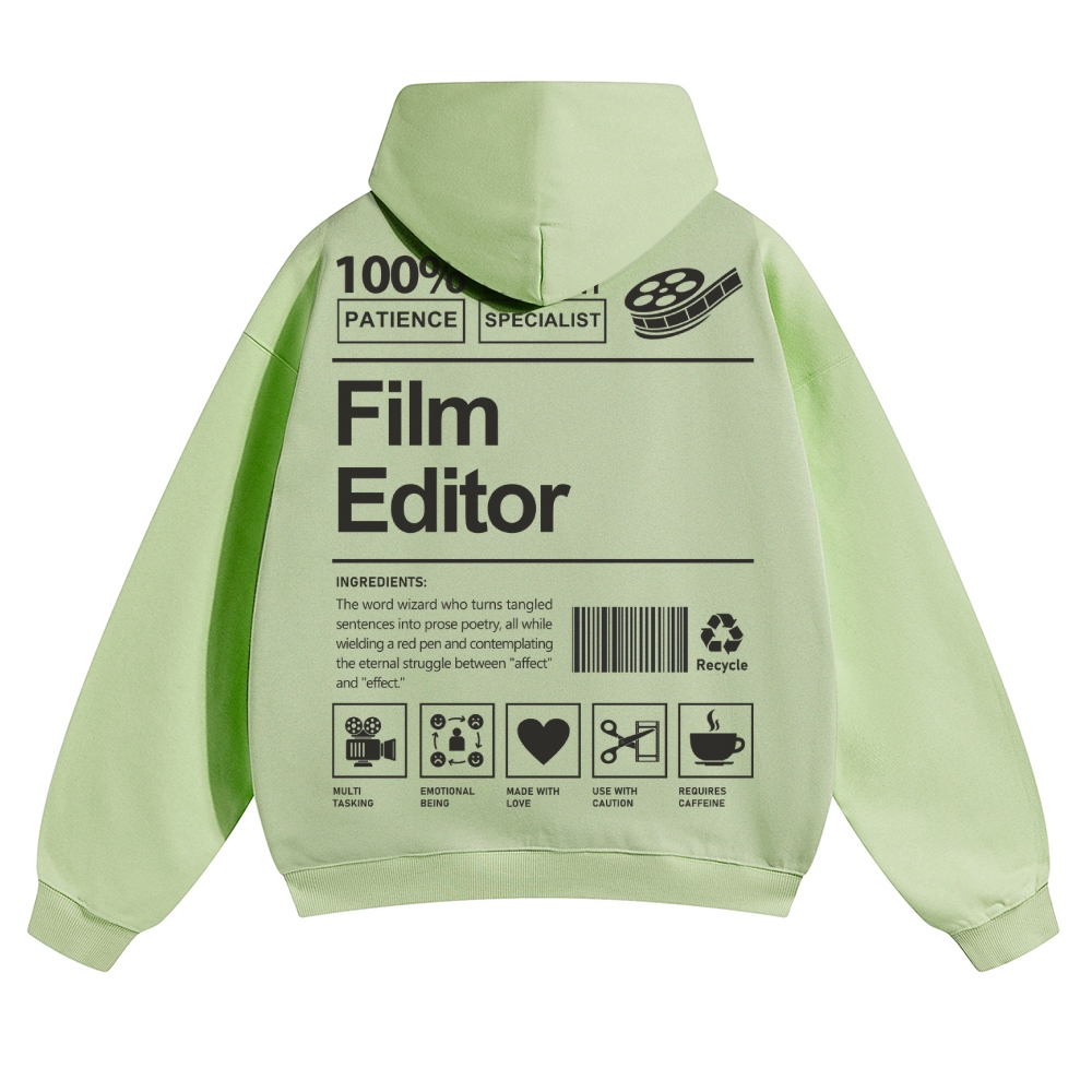 Film Editor Solid Color Hoodie Customscool