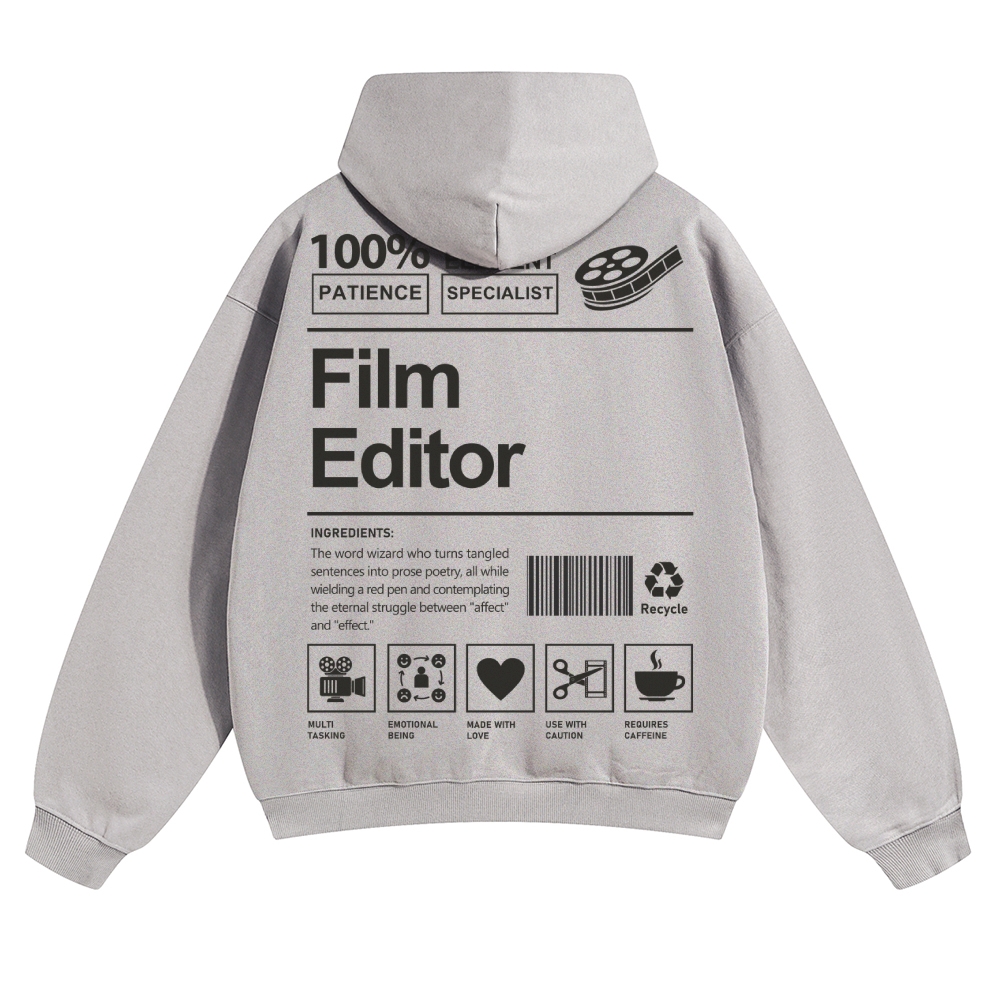 Film Editor Solid Color Hoodie Customscool