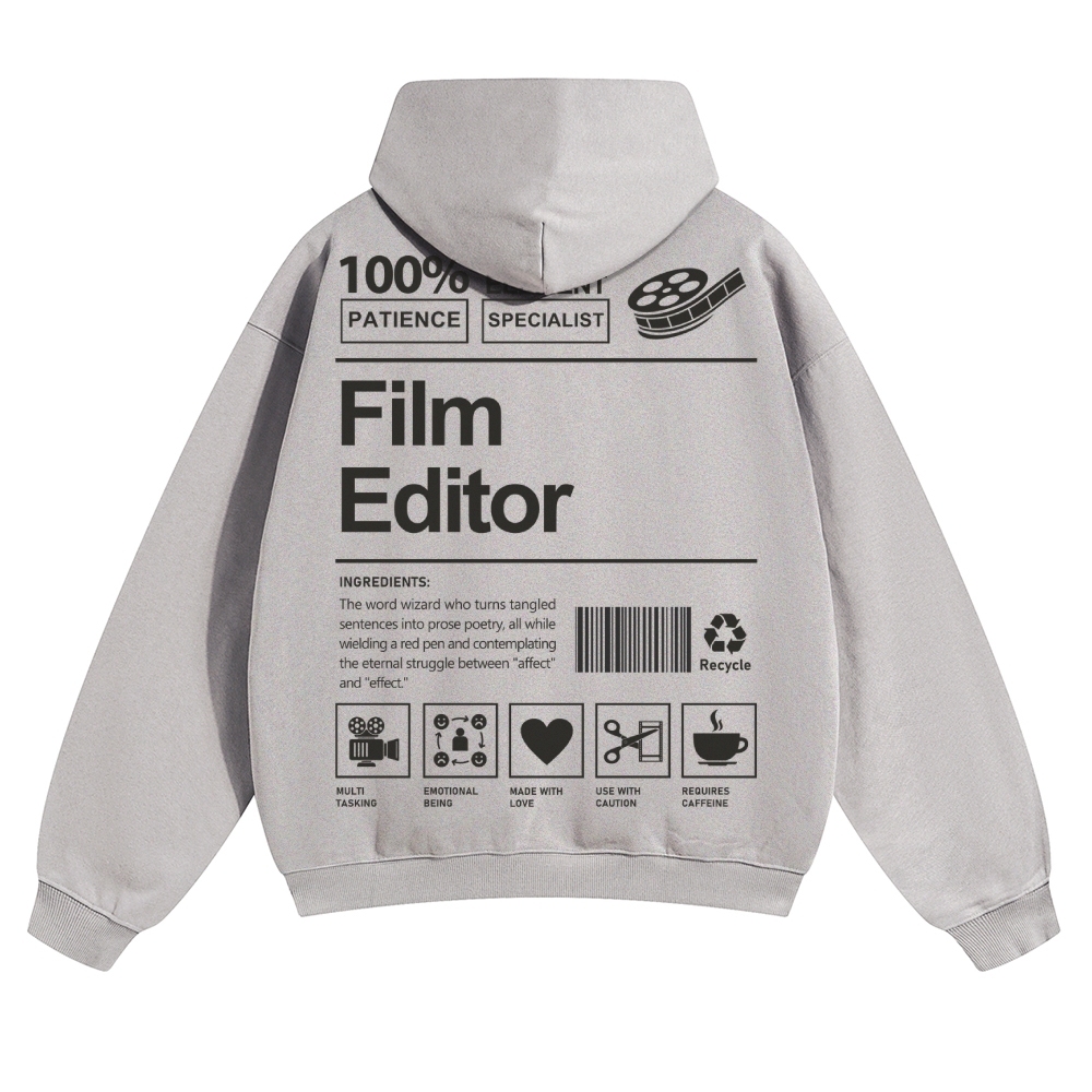 Film Editor Solid Color Hoodie Customscool