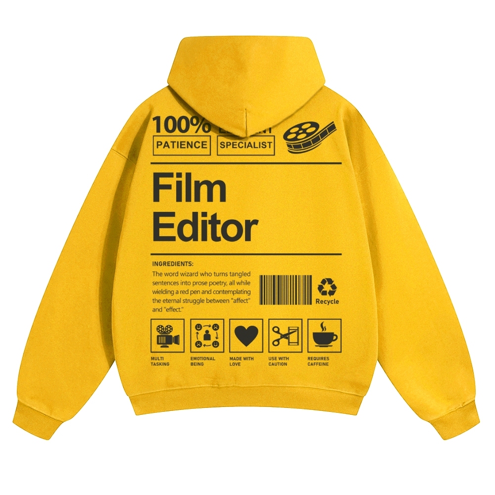 Film Editor Solid Color Hoodie Customscool
