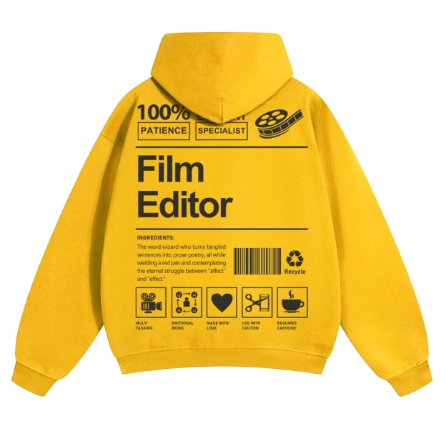 Film Editor Solid Color Hoodie Customscool