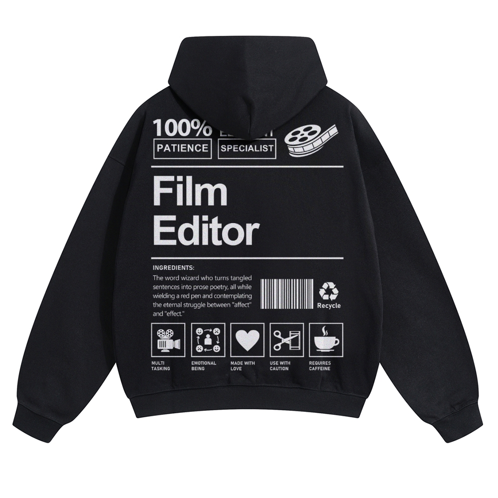 Film Editor Solid Color Hoodie Customscool