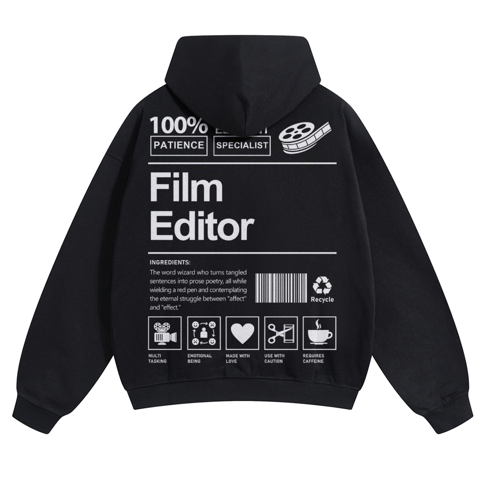Film Editor Solid Color Hoodie Customscool