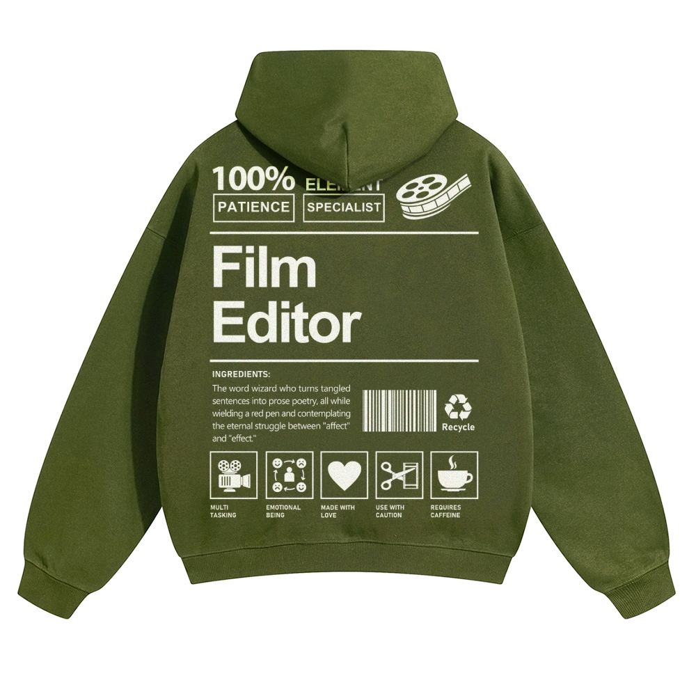 Film Editor Solid Color Hoodie Customscool