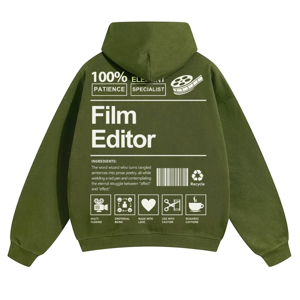 Film Editor Solid Color Hoodie Customscool