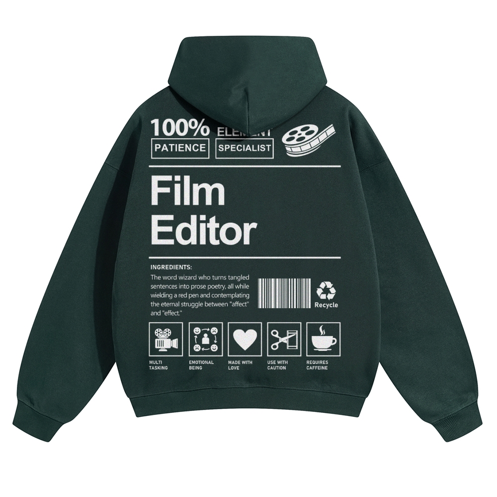 Film Editor Solid Color Hoodie Customscool