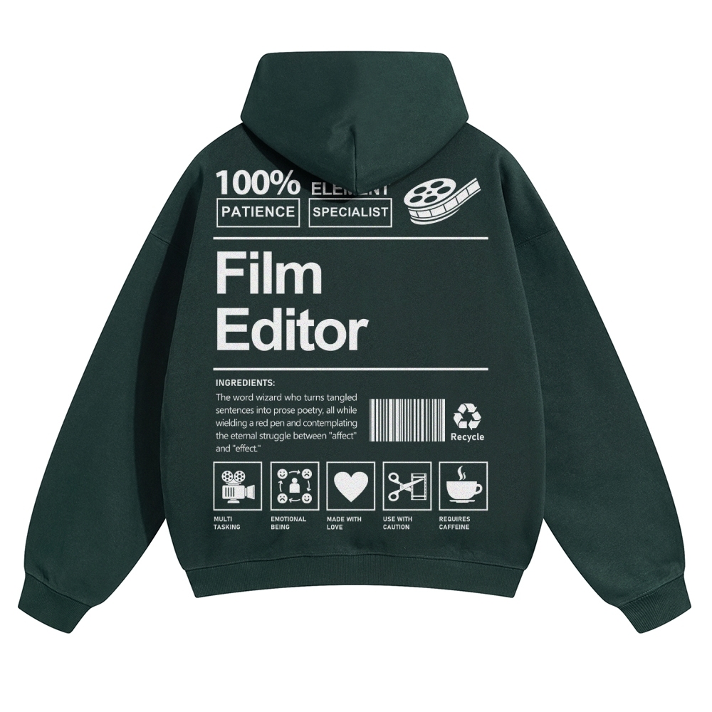 Film Editor Solid Color Hoodie Customscool