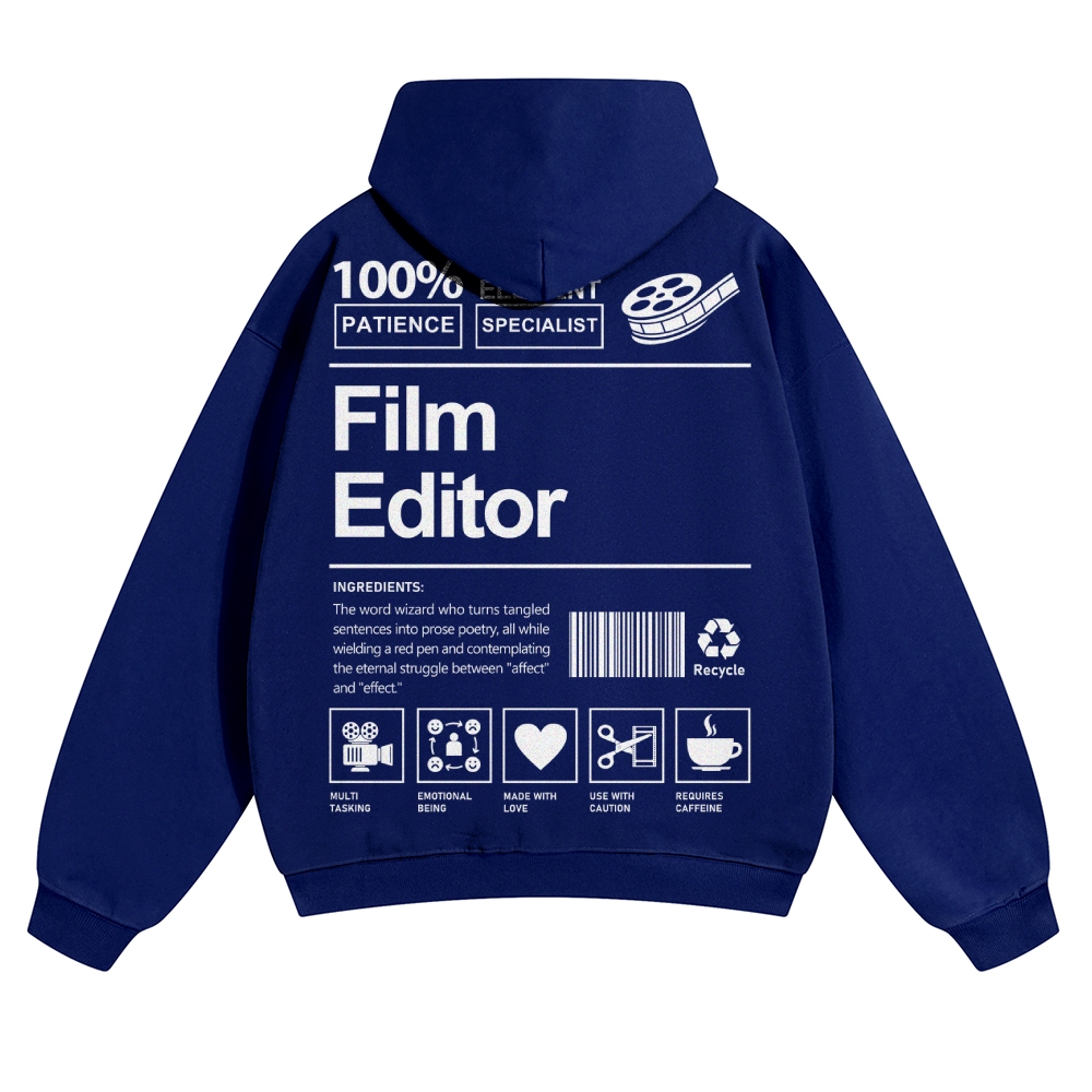 Film Editor Solid Color Hoodie Customscool
