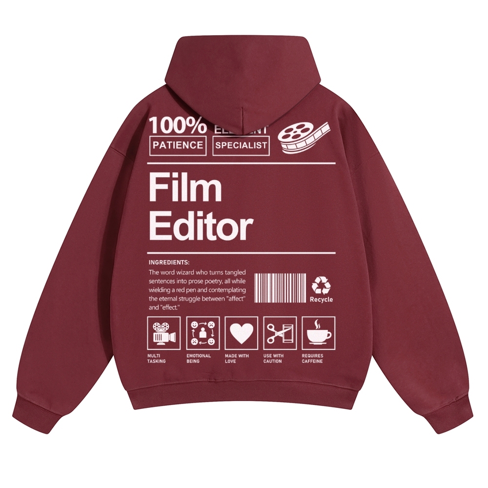 Film Editor Solid Color Hoodie Customscool