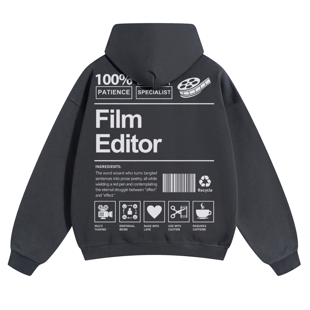 Film Editor Solid Color Hoodie Customscool