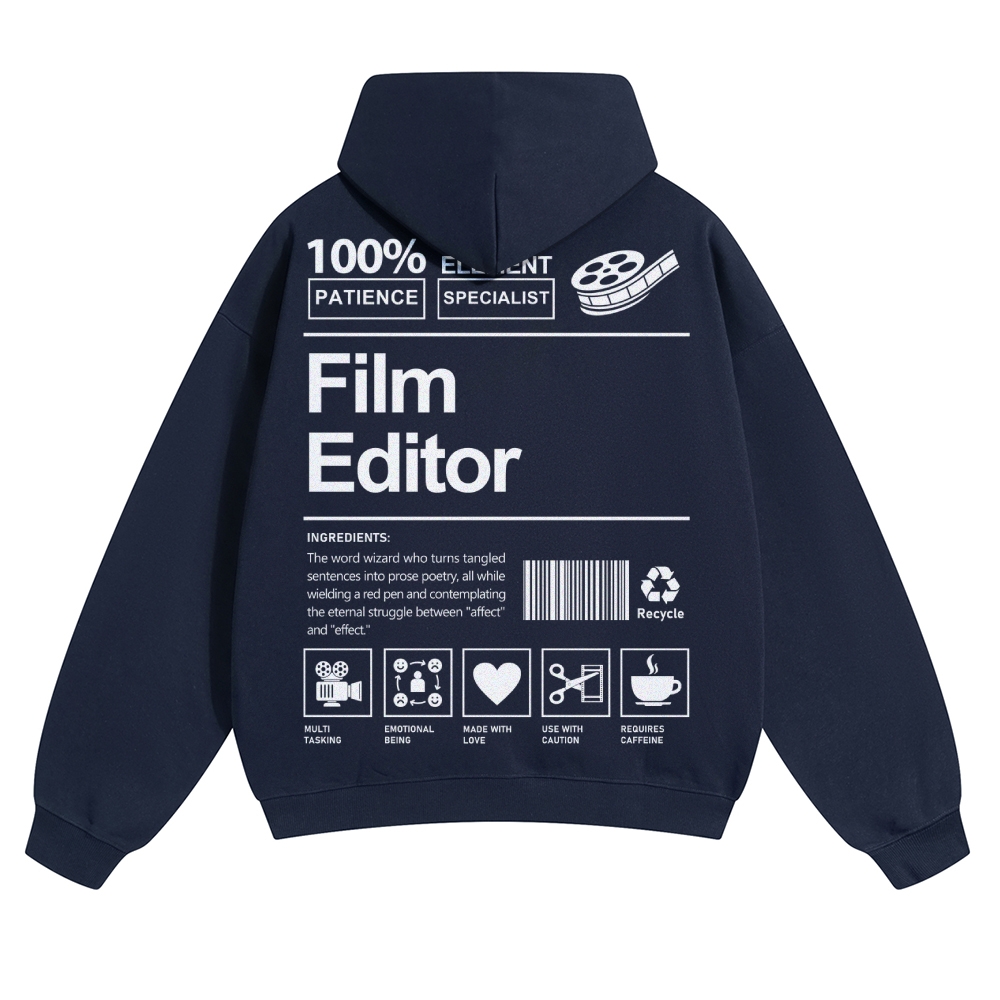 Film Editor Solid Color Hoodie Customscool