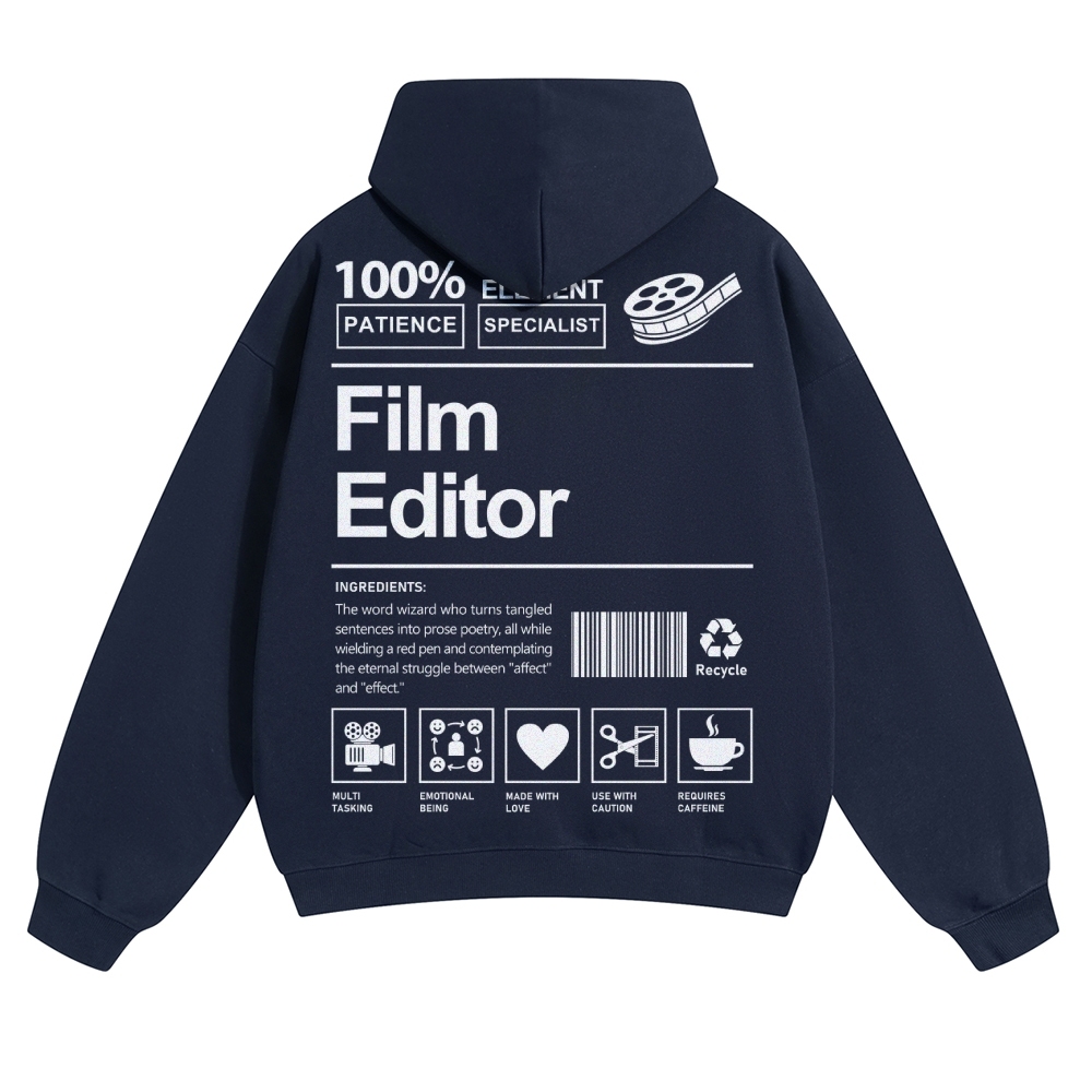 Film Editor Solid Color Hoodie Customscool