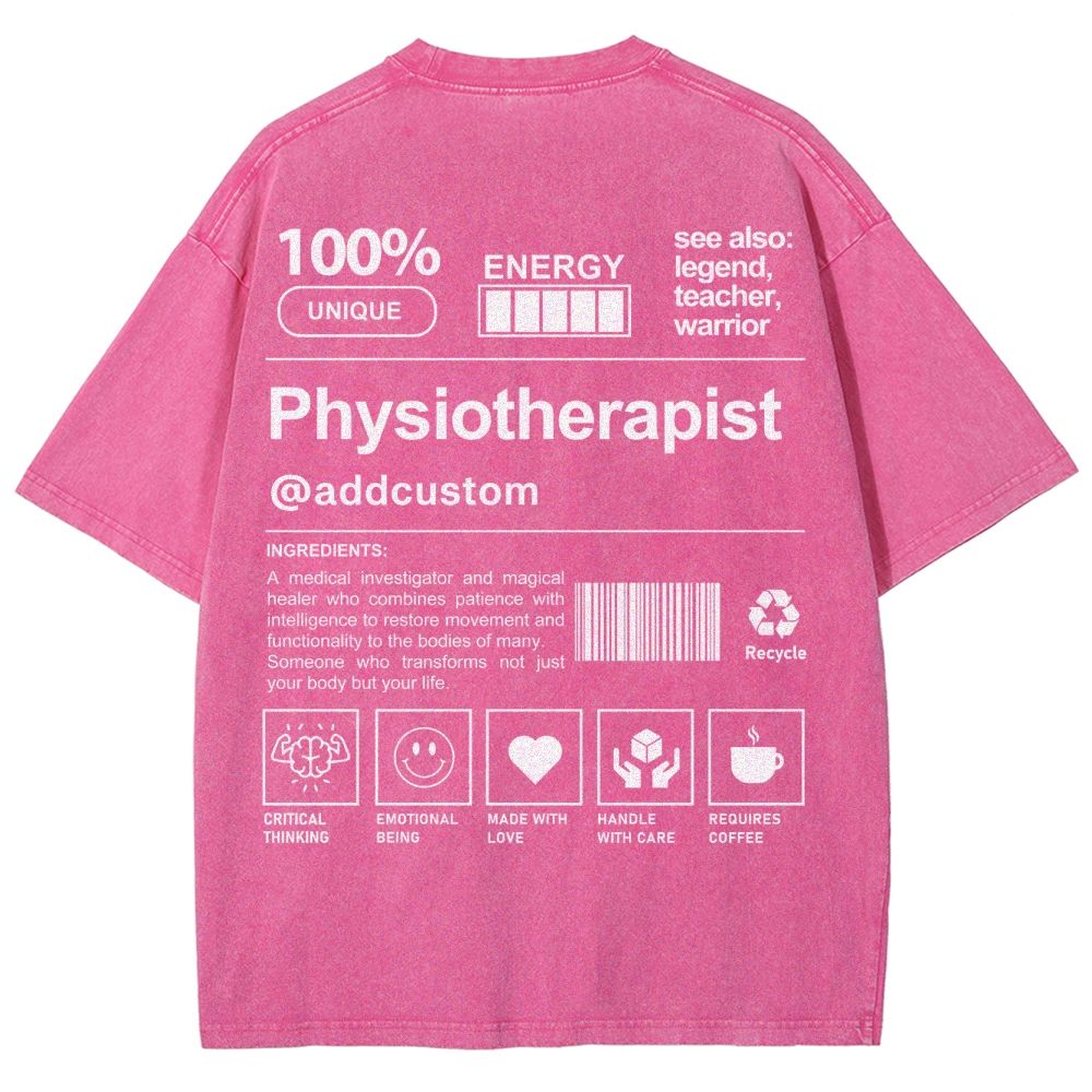 Physiotherapist@addcustom Unisex Fit Washed T-Shirt Customscool