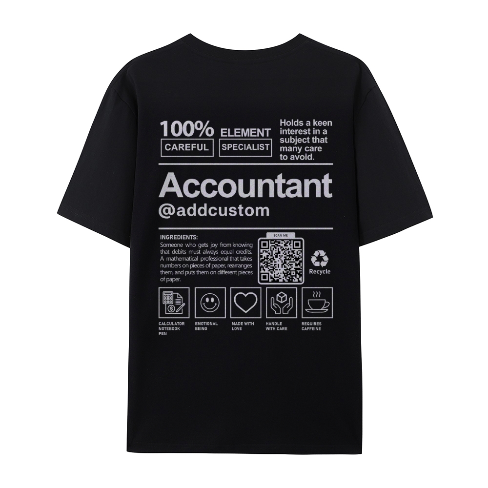 Accountant Addcustom QR Code Casual Short Sleeve T-Shirt Customscool